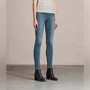 Allsaints Mast Skinny Jeans in Washed Indigo